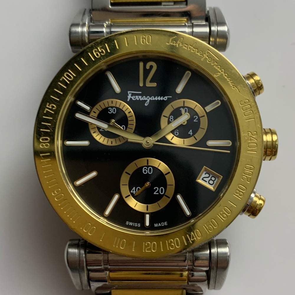 Mens Ferragamo chronograph stainless steel watch